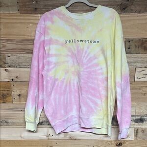 Outfitter Trading Co. size Large Tie-Dye Yellowstone Sweatshirt - Pink & Yellow